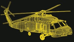 Laser Engraving 3D Acrylic LED Helicopter Lamp CDR File