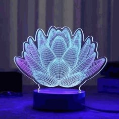 Laser Engraving 3D Acrylic Led Lamp Flower CDR File