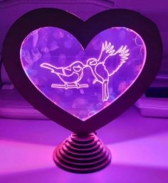 Laser Engraving 3D Illusion Acrylic Heart Lamp Vector File