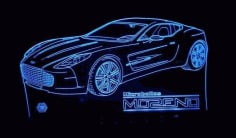 Laser Engraving 3D Led Lamp Aston Martin CDR File