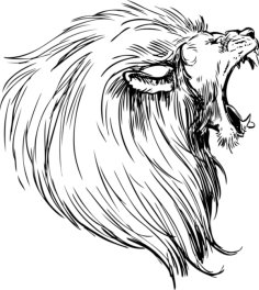 Laser Engraving Angry Lion Face Silhouette Vector File