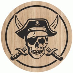 Laser Engraving Art Pirate Skull For Free Design CDR File