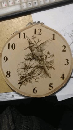 Laser Engraving Bird And Flowers Clock Template Laser Cut CDR File