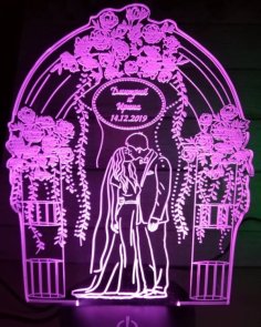 Laser Engraving Couple Personalized 3D Illusion LED Acrylic Lamp Vector File