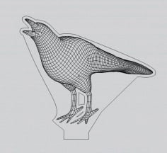 Laser Engraving Crow 3D Illusion Led Lamp Vector CDR File