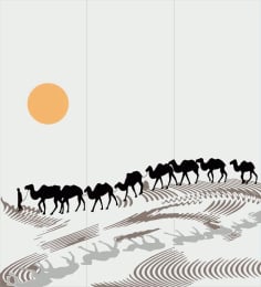 Laser Engraving Drawing Camels in Desert CDR, DXF and Ai Vector File