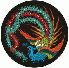 Laser Engraving Fenghuang Chinese Mythological Birds Vector File