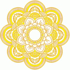 Laser Engraving Flower Mandala Design, Mandala Template Vector File