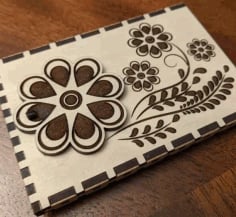 Laser Engraving Gift Card Template, Flower Engraving Design Vector File