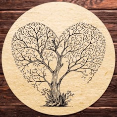 Laser Engraving Heart Shaped Tree Free CDR File