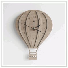 Laser Engraving Hot Balloon Wooden Wall Clock CDR Vectors File