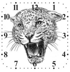 Laser Engraving Leopards Face Wall Clock CDR File