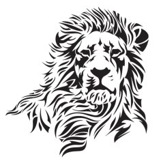 Laser Engraving Lion Face Silhouette Art Design Tattoo Template Vector File