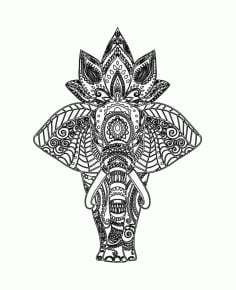 Laser Engraving Mandala Elephant Design Vector File