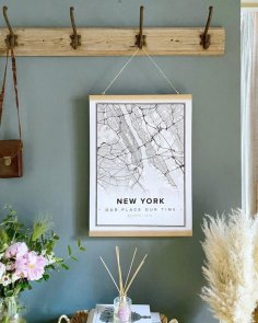 Laser Engraving New York Map Poster Wall Art Vector File