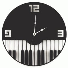 Laser Engraving Piano Keyboard Wall Clock Vector File