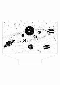 Laser Engraving Solar System Acrylic Lamp Vector File