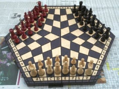 Laser Engraving Three Player Chess Board Game CDR Vectors File