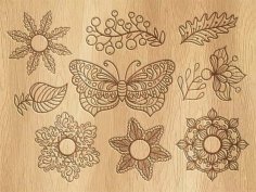 Laser Engraving Vintage Butterfly Wooden Board CDR File