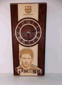 Laser Engraving Wall Clock with Messi Portrait Vector File