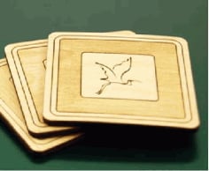 Laser Engraving Wood Coaster with Bird Flying CDR, DXF and Ai File