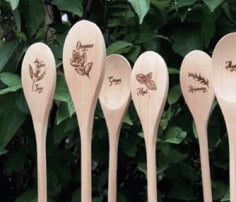 Laser Engraving Wooden Spoons CDR, EPS, Ai and PDF File