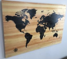Laser Engraving World Map for Wall Decor Free Laser Cut File