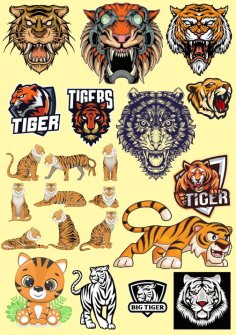 Laser T Shirt Printing Tiger Face Sticker CDR File