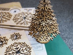 Lasercut design files for snowflake Christmas tree Vector DXF File