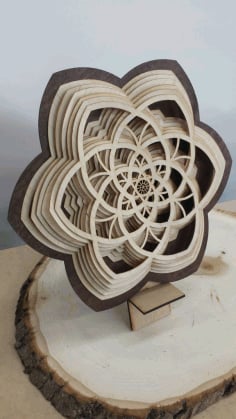 Layered Wooden Sculptures Flower Laser Cut DXF File