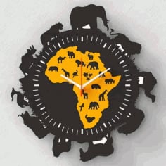 Layout of Africa Clock, Animal Wall Clock Template Vector File
