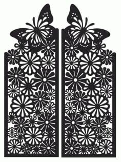 Layout of Butterfly Iron Gate, Laser Cut Metal Gate Template Vector File