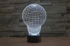 Light Bulb 3d Led Illusion Night Light Lamp Free CDR Vectors File