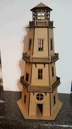 Light Tower Laser Cut Wooden 3D Model DXF File