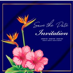 Lily Flower Invitation Card Free Vector