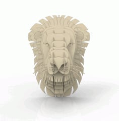 Lion Face Laser Cut 3D Puzzle Template CDR File