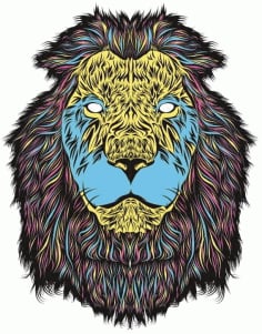 Lion Face T-Shirt Print Template Free Vector