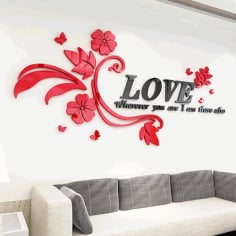Living Room Love Flower Wall Art Wall Engraving Design CDR Vectors File