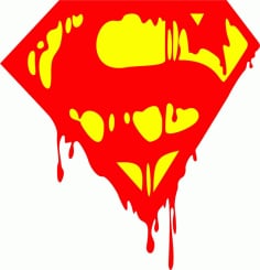 Logo Superman Bleeding Sticker Design DXF File
