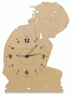 Lonely Girl Wall Clock Wall Decor Laser Cut CDR File