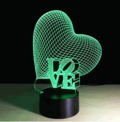 Love Heart Night Light 3D Lamps Files Free Download CDR Vectors File