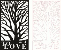 Love Tree Vertical Banner Laser Cut CDR File