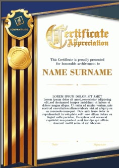 Luxury Certificate of Appreciation Template illustrator Vector File