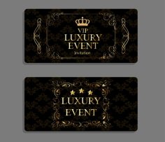 Luxury Event Invitation Cards Dark Elegant Design Free Vector