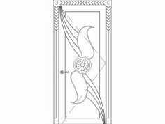 Main Single Door Carving Design CNC Laser Cut DXF File