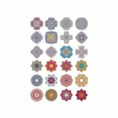 Mandala Flower Doodle Ornaments Set CDR File