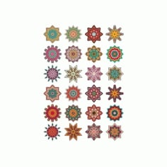 Mandala Pattern Doodle Round Ornaments CDR File