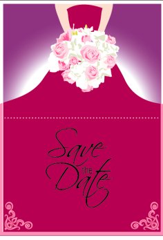 Marriage Invitation Dress Flowers Free Vector
