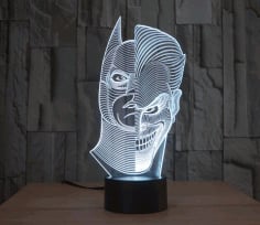Mask Man Double Face 3D Lamp Laser Cut CDR File