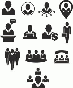 Meeting Icon Sticker Silhouette Vector Free CDR File